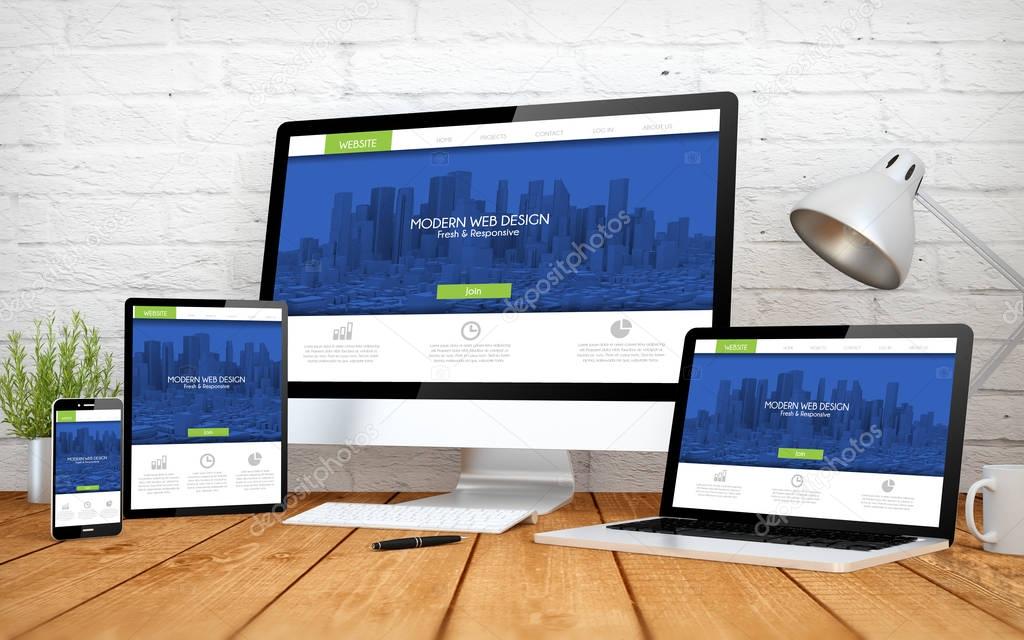 Mockup einer responsiven Website auf Laptop